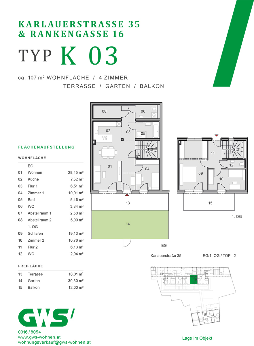 Graz, Rankengasse 16 und Karlauerstraße 35 - Maisonettewohnung - Grundriss Graz, Rankengasse 16 & Karlauerstraße 35 - freifinanzierte Eigentumswohnungen - 4-Zimmer-Wohnung - Grundriss